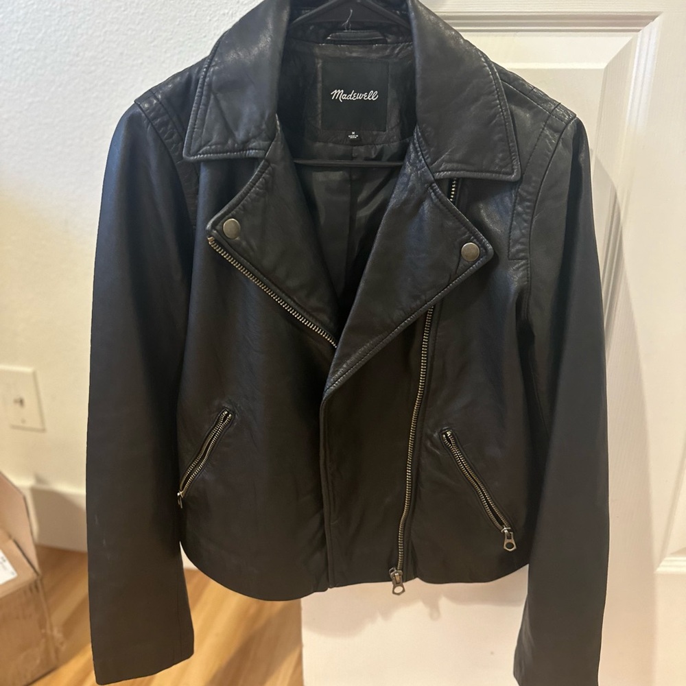 Brand new! Madewell The Washed Motorcycle Leather jacket! Worn once. medium